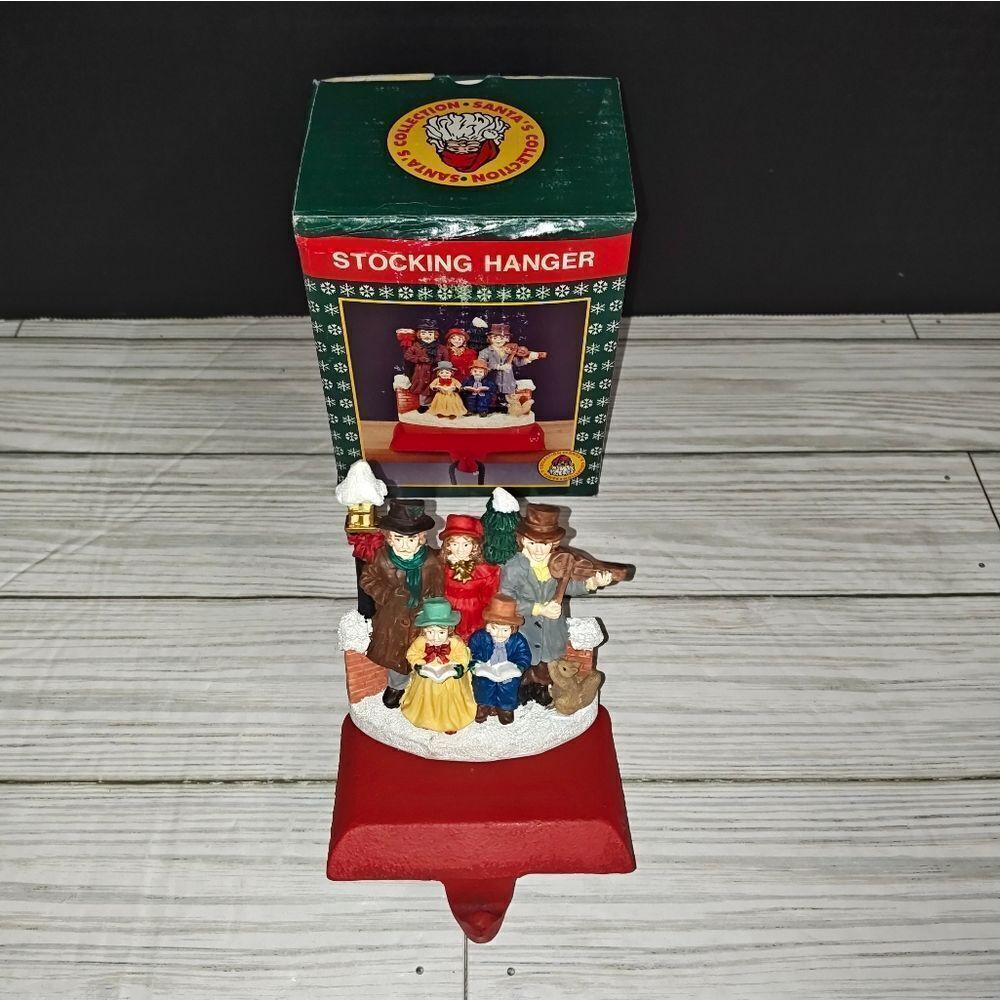 Vintage Santa's Collectible Singing Carolers Christmas Stocking Hanger New
